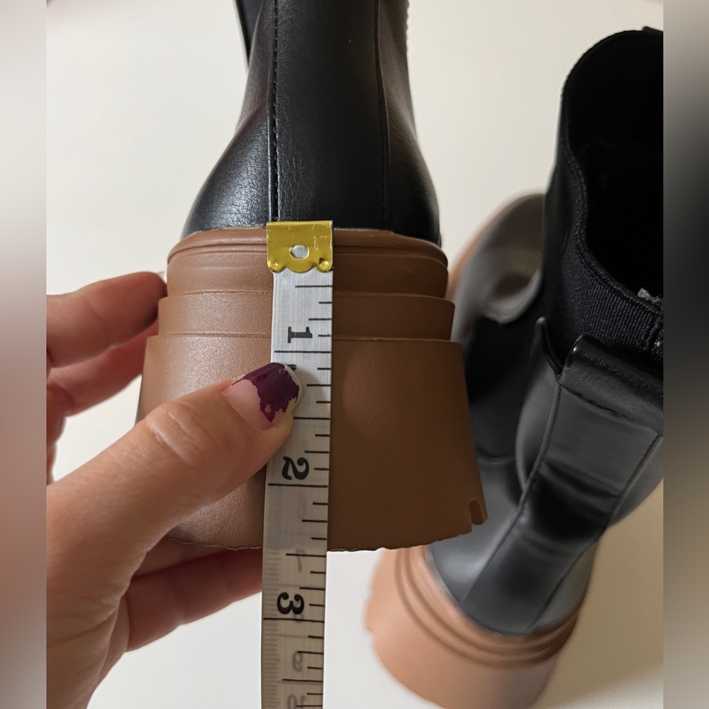 Primark Women’s Black/Brown Sz 5 Chunky Chelsea Boots Pull On - Picture 8 of 12